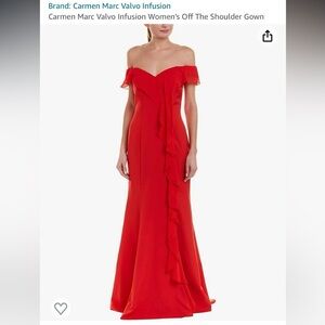Carmen Marc Valvo Women’s Off the Shoulder Red Gown - Size 8 -